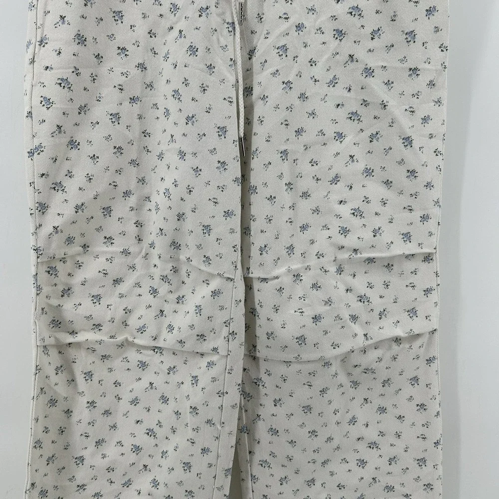 Loveriche New In Women M Floral Parachute Pants Wide Leg Drawstring Hem Boho NWT